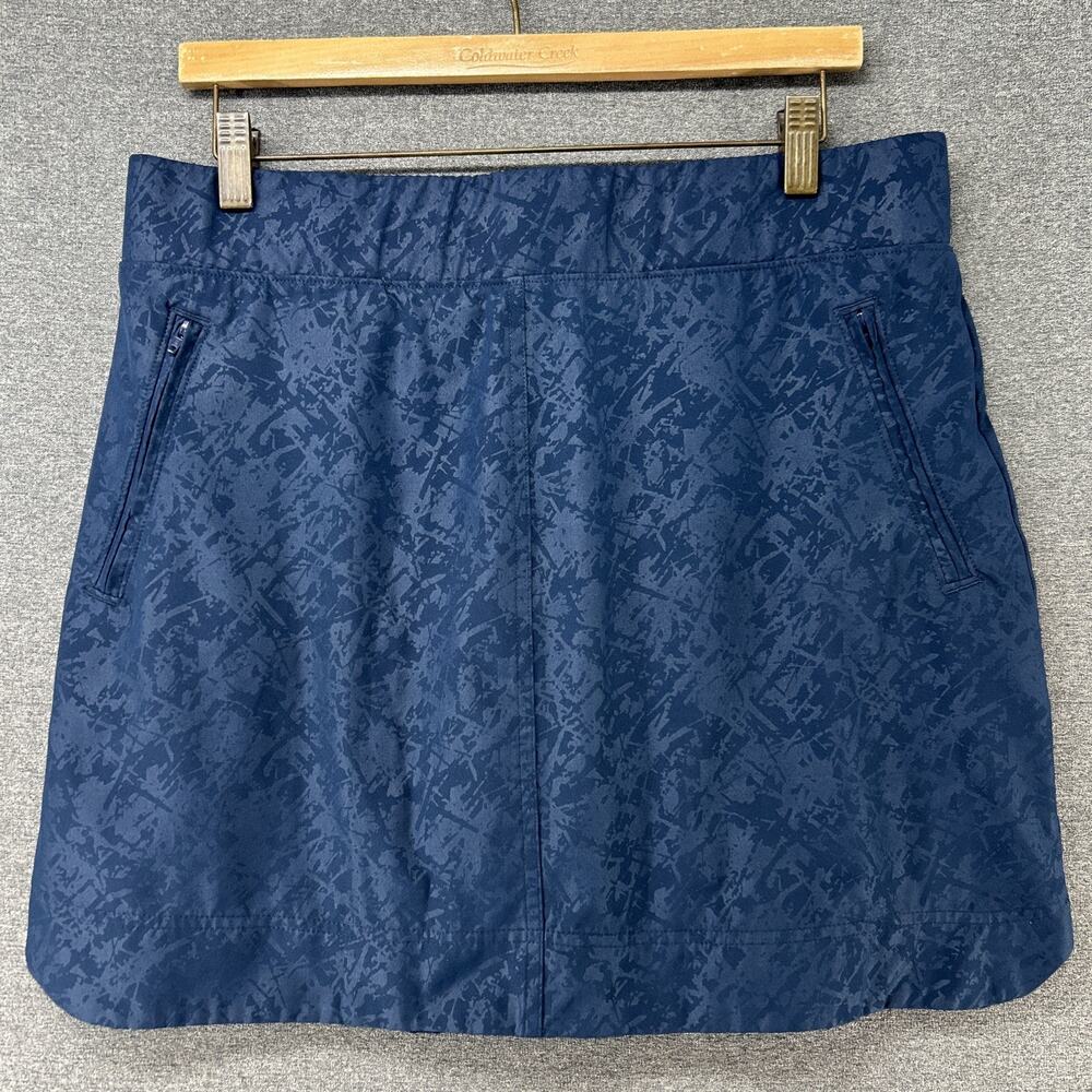 Orvis Skort Womens Large Blue Floral Print Athletic Skirt Elastic Waist Pockets